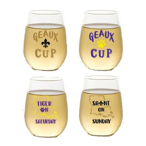 Tigers and Saints Shatterproof Wine Glasses