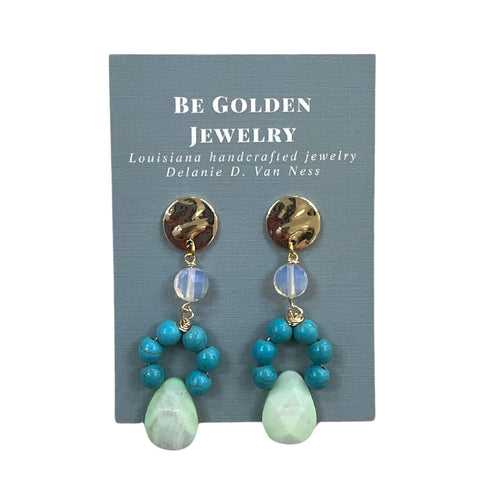 Turquoise and Green Teardrop Earrings