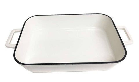 White Enamel Casserole Dish