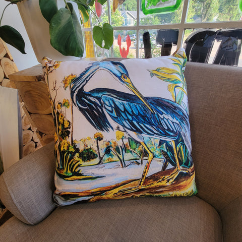"Blue Heron" Canvas Print Pillow - 318 Art & Frame