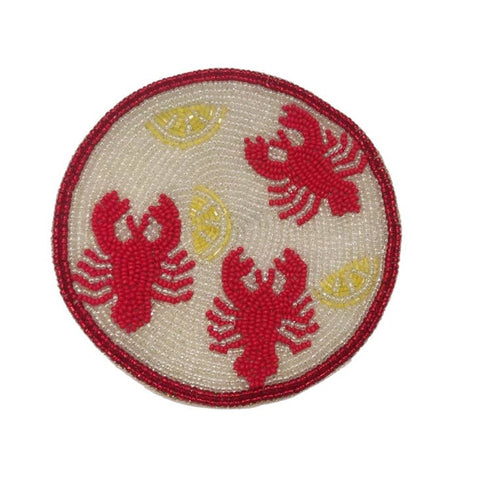 Beaded Crawfish with Lemon Coaster Set