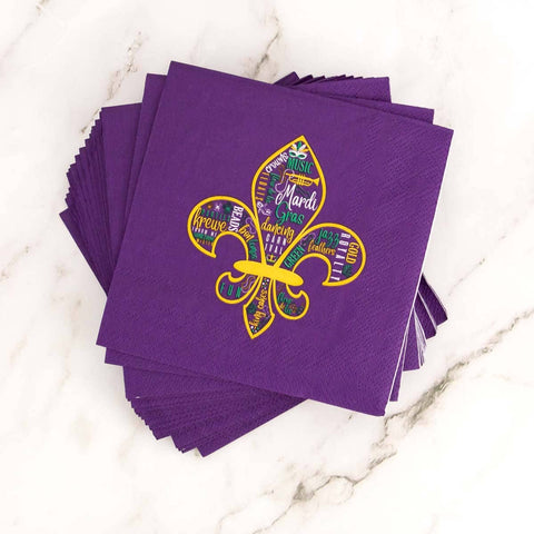 Mardi Gras Fleur Cocktail Napkins