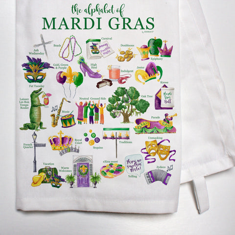 Mardi Gras Alphabet Bar Towel