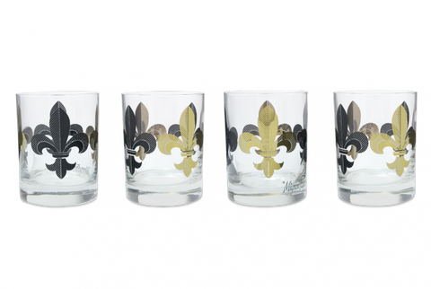 Fleur de Lis Black and Gold Glass - 318 Art and Garden