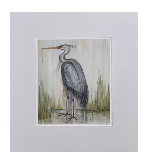 "Blue Heron II" Matted Fine Art Reproduction