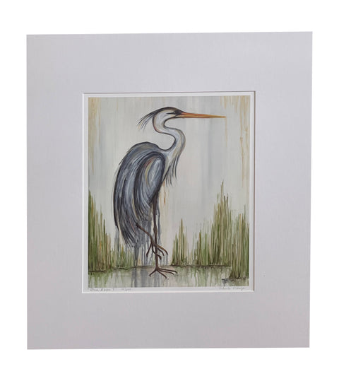 "Blue Heron I" Matted Fine Art Reproduction