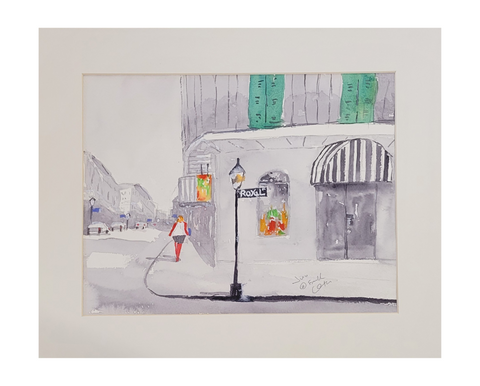 "Corner of Royal" Matted Watercolor by Jun Chen 14x18