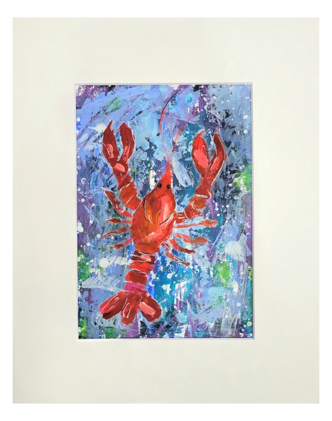 "Crawfish or Mudbug" Matted Mixed Media 8x10