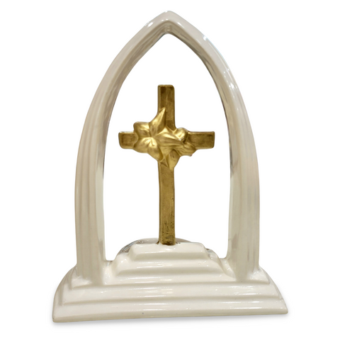 Gold Cross Tea Candle Holder