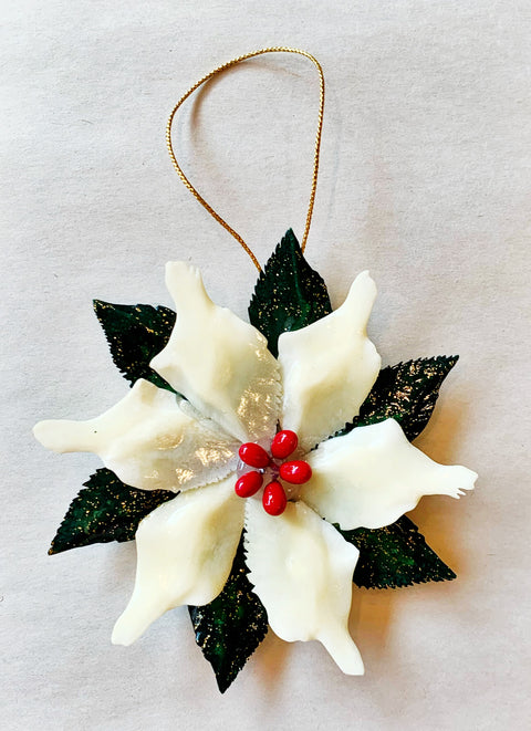 White Poinsettia Ornament - 318 Art and Garden