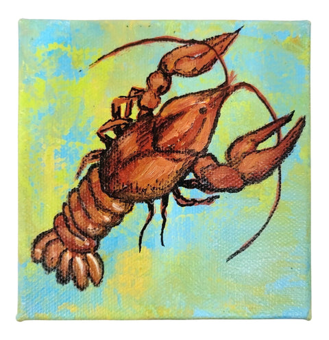 "Crawdad One" Acrylic on Gallery Wrapped Canvas 4x4