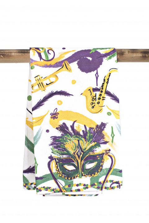 Mardi Gras Mask Kitchen Towel