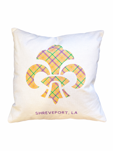 Shreveport Mardi Gras Fleur de Lis Pillow