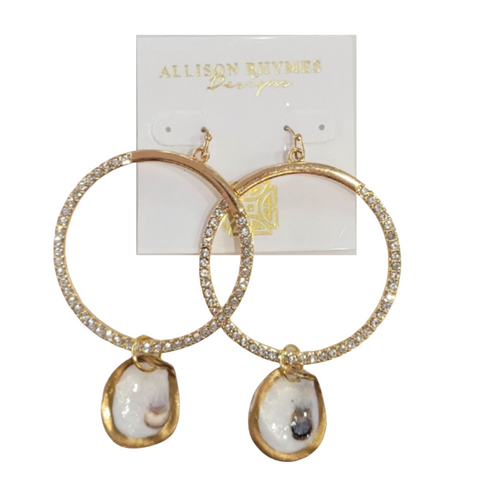 Oyster Crystal Hoop Statement Earrings