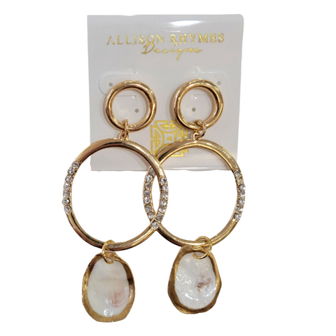 Oyster Crystal Hoop Statement Earrings