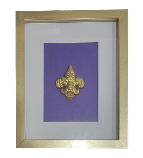 Gold Tiger Fleur de Lis Mounted on Purple 8x10