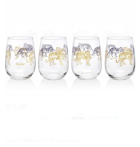 Tiger Stemless Wine Glass