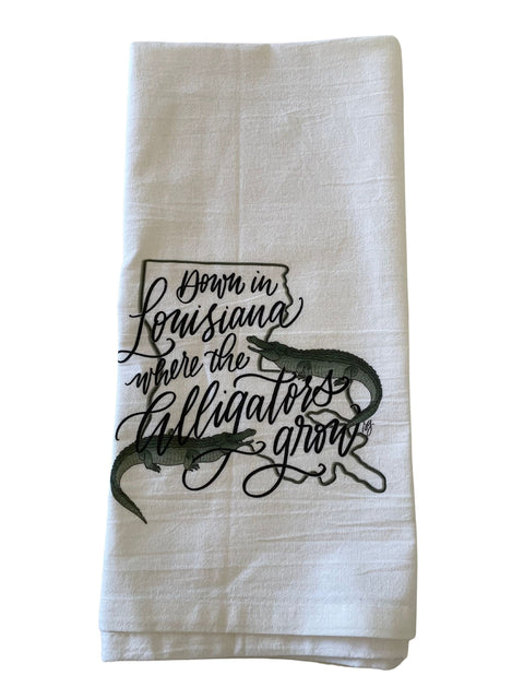 "Down in Louisiana Where the Alligators Grow" Kitchen Towel